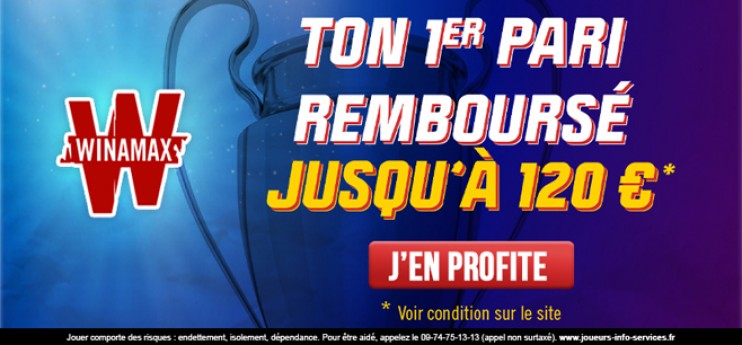 Avec Winamax, votre 1er pari de 120€ remboursé !