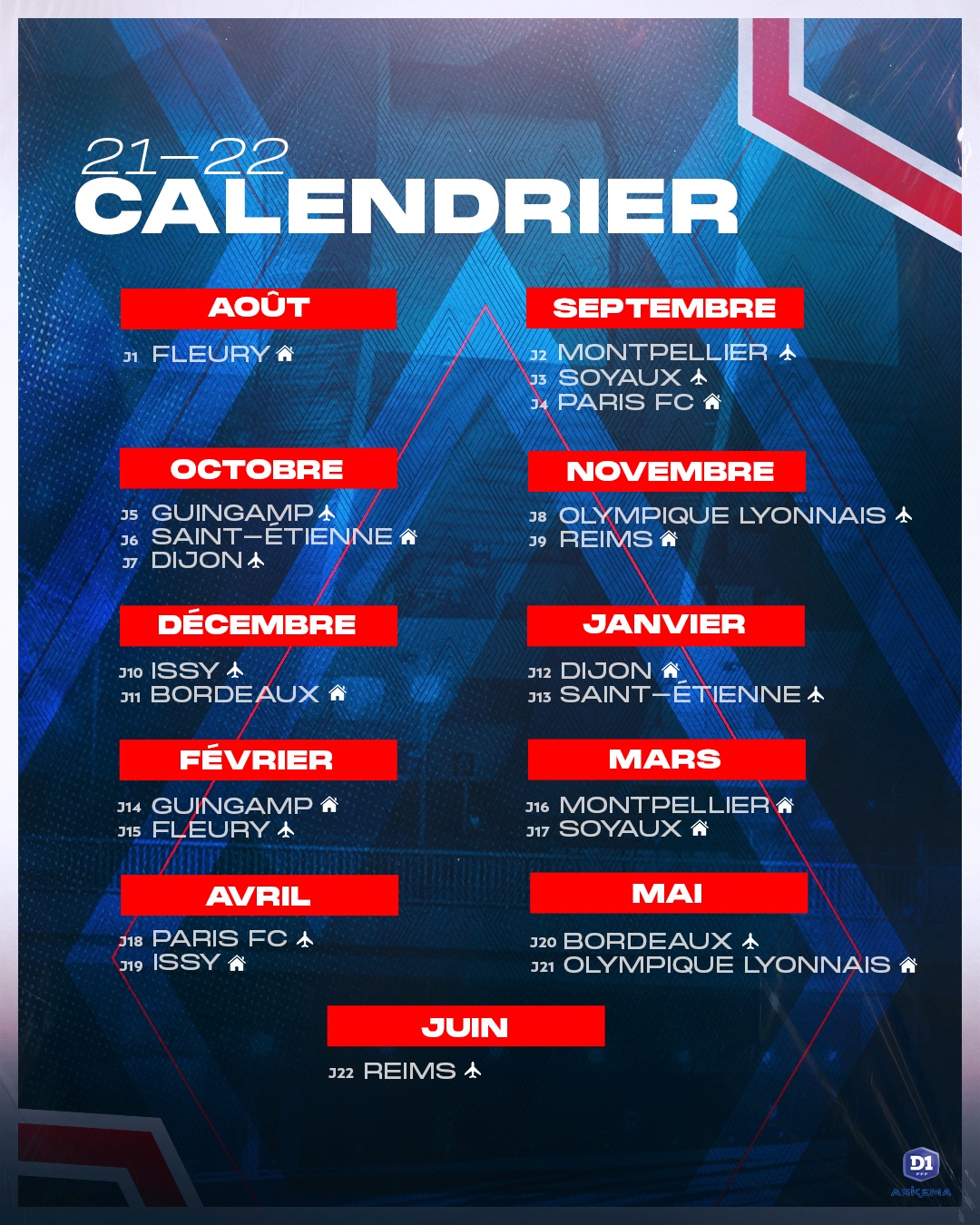 F) : le calendrier de la saison du PSG - Feminine - Paris PSG